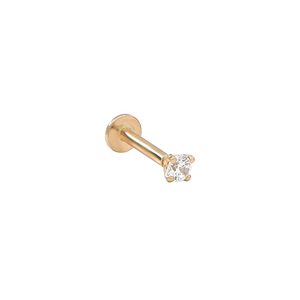 14k CZ Prong Flat Back Earring - Earrings - Gold - Gold / Small - Azil Boutique
