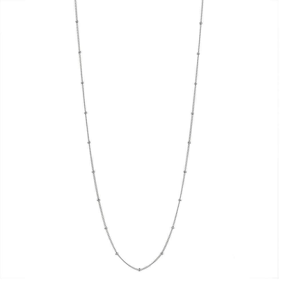 14k Solid Gold Ball Chain Necklace - Necklaces - White Gold - White Gold / 16" - Azil Boutique