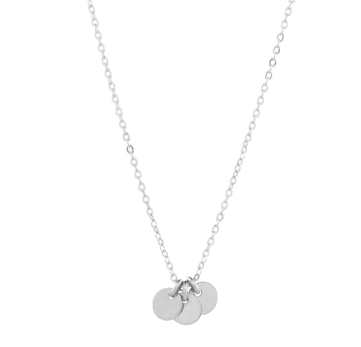 Tiny Triple Disc Choker Necklace - Necklaces - Silver - Silver - Azil Boutique