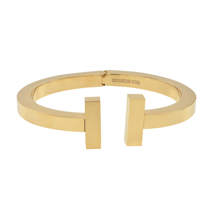 Open Thick Double Bar Cuff - Bracelets - Gold - Gold - Azil Boutique
