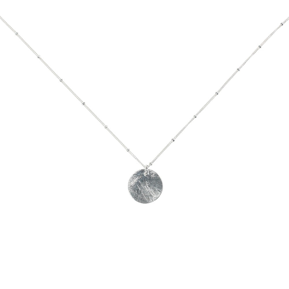 Brushed Disc on Ball Chain Necklace - Necklaces - Silver - Silver / Small Disc - Azil Boutique