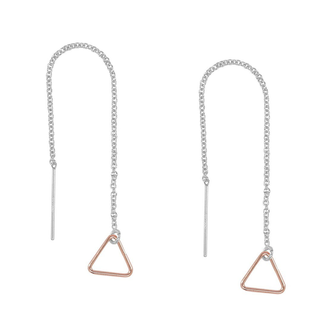 Geometric Ear Threaders (more shapes) - Earrings - Triangle - Triangle / Rose Gold Triangle Silver Threader - Azil Boutique