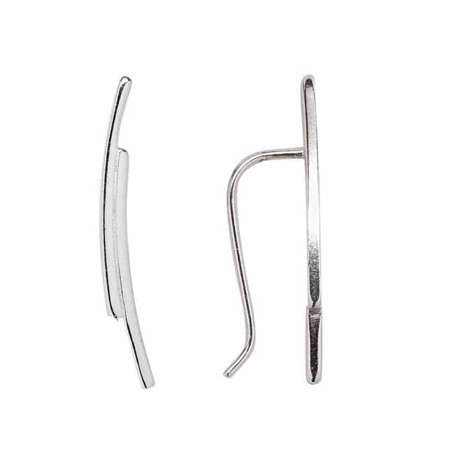 SALE -  24mm Double Curved Ear Crawler - Earrings - Silver - Silver / Left - Azil Boutique