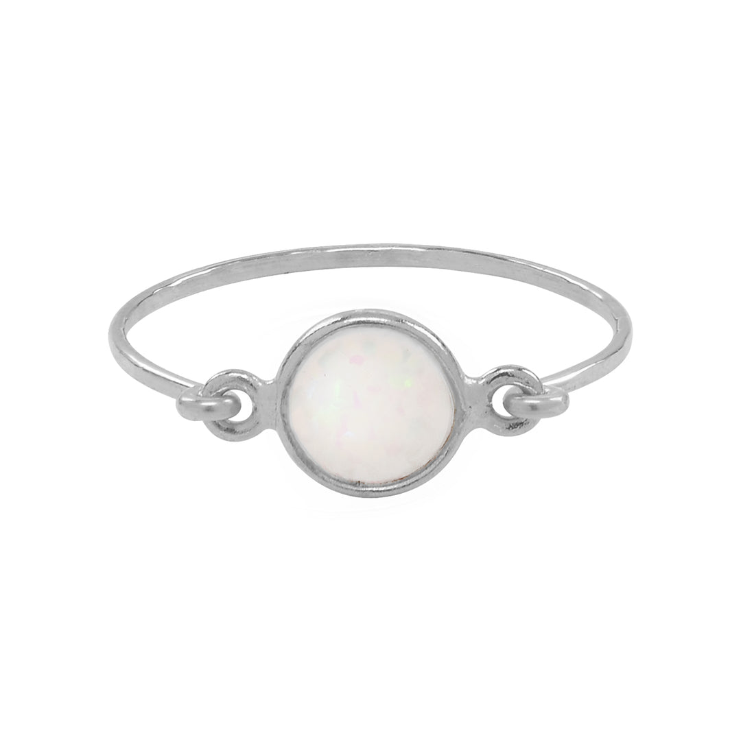 Circle Opal Ring - Rings - Silver - Silver / 5 - Azil Boutique
