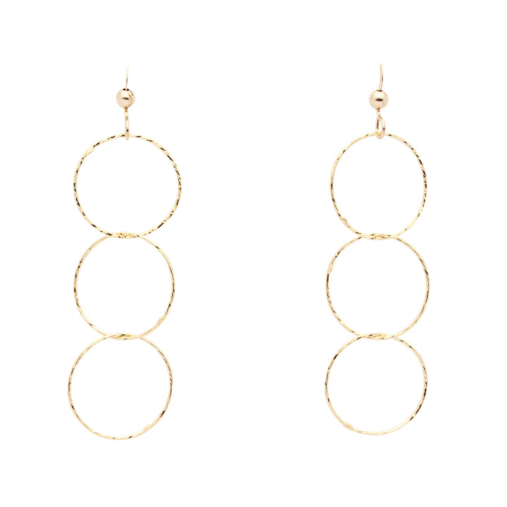Triple Diamond Cut Drop Earrings - Earrings - Gold - Gold - Azil Boutique