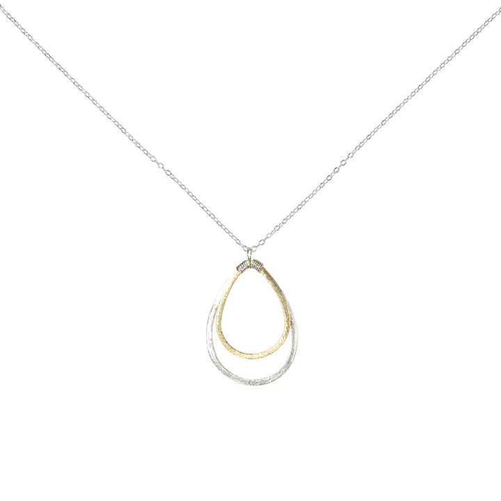 Double Brushed Teardrop Necklace - Necklaces - Gold Teardrop l Silver Teardrop and Chain - Gold Teardrop l Silver Teardrop and Chain - Azil Boutique