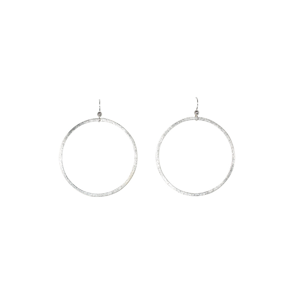 SALE - Brushed Hoop Earring - Earrings - Silver - Silver / Extra Large - Azil Boutique