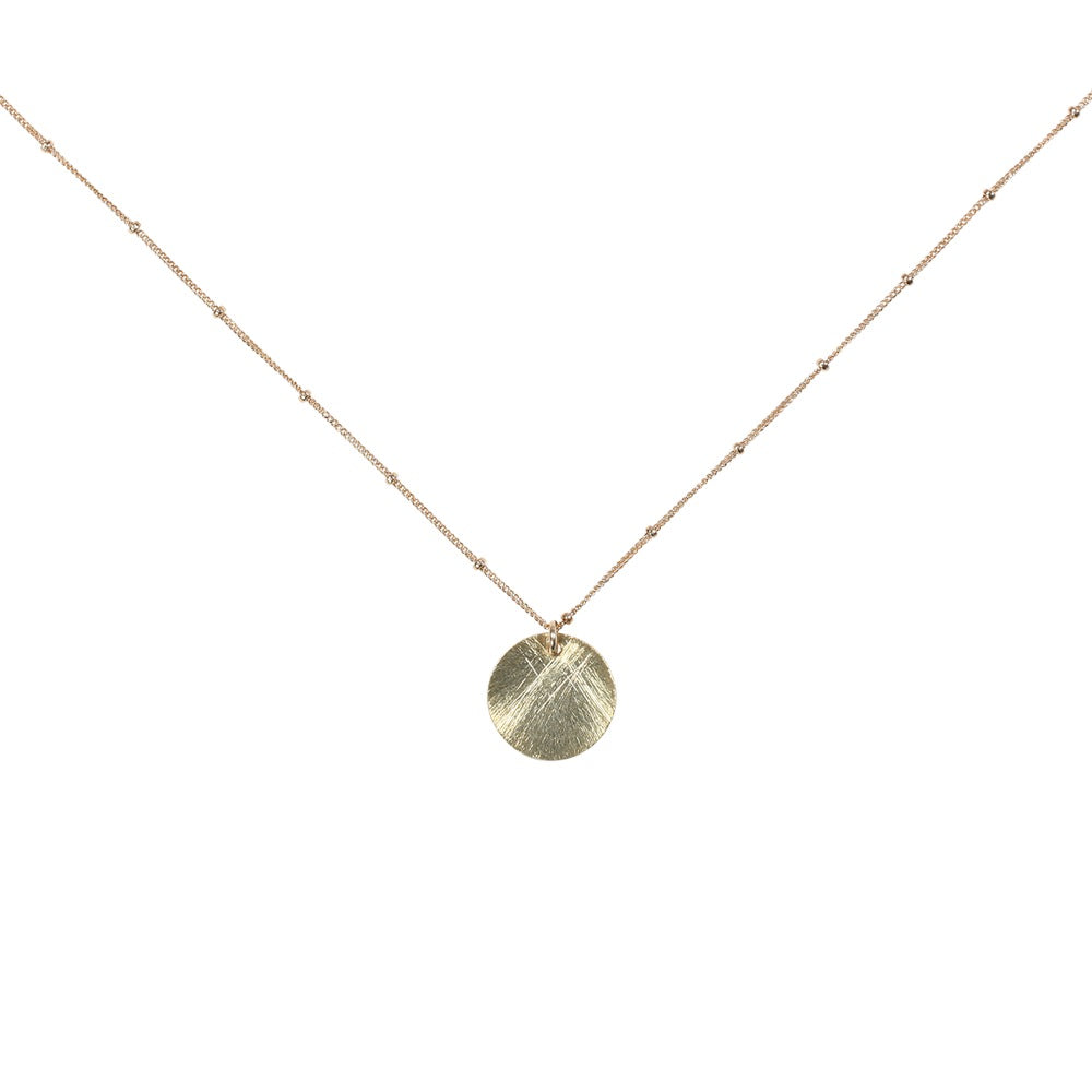 Brushed Disc on Ball Chain Necklace - Necklaces - Gold - Gold / Small Disc - Azil Boutique