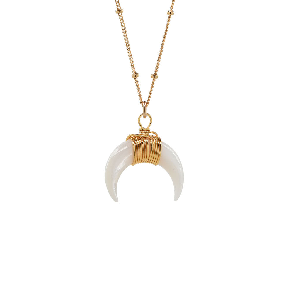 Horn Wirewrap Necklace - Necklaces - White - White - Azil Boutique
