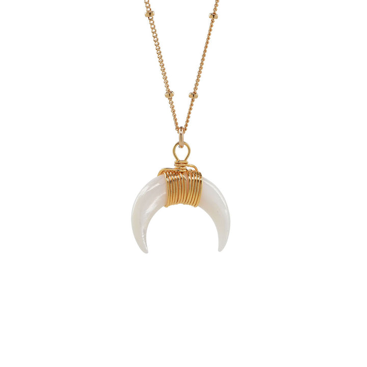 SALE - Horn Wirewrap Necklace - Necklaces - White - White - Azil Boutique