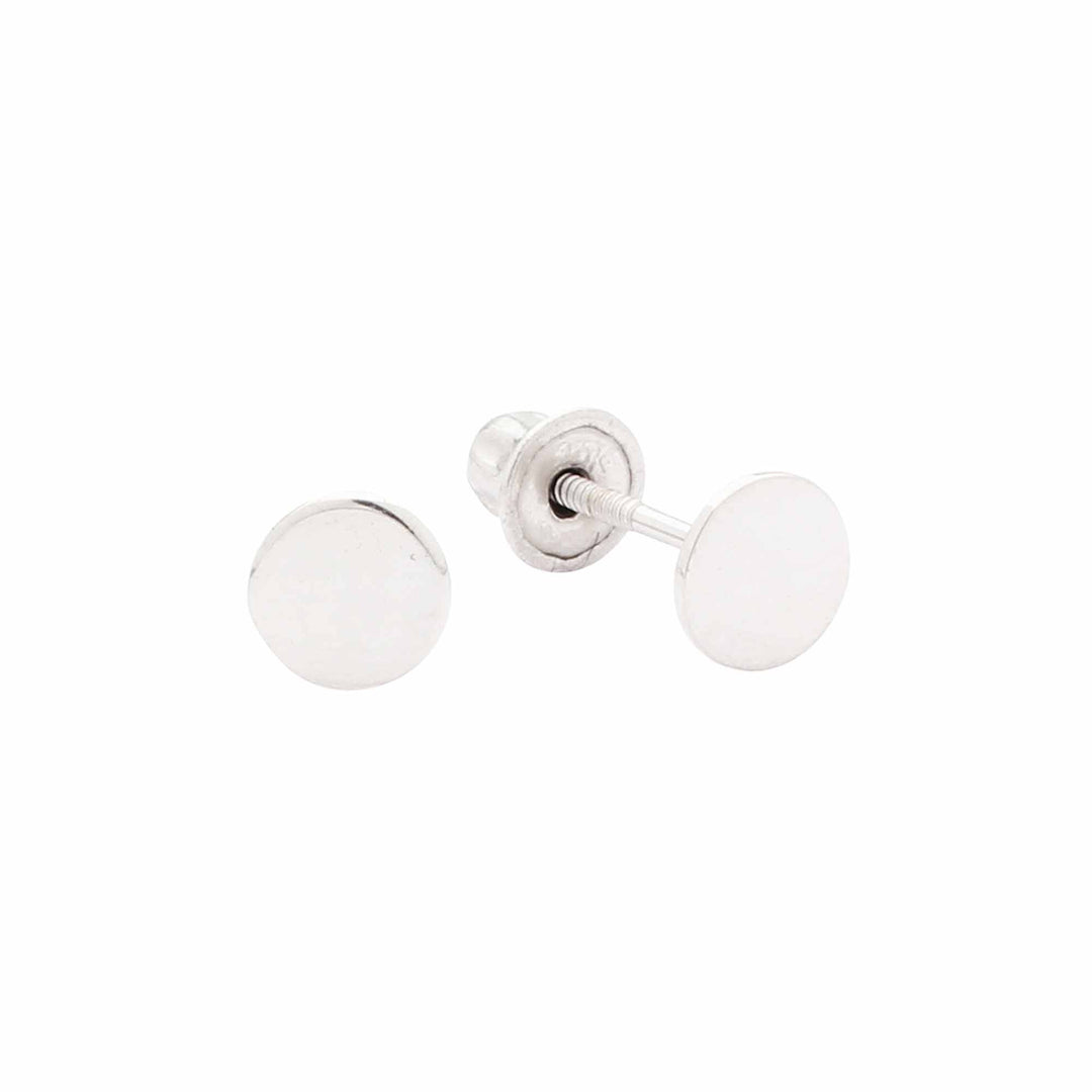 10k Solid Gold Tiny Circle Studs - Earrings - 4mm - 4mm / White Gold - Azil Boutique