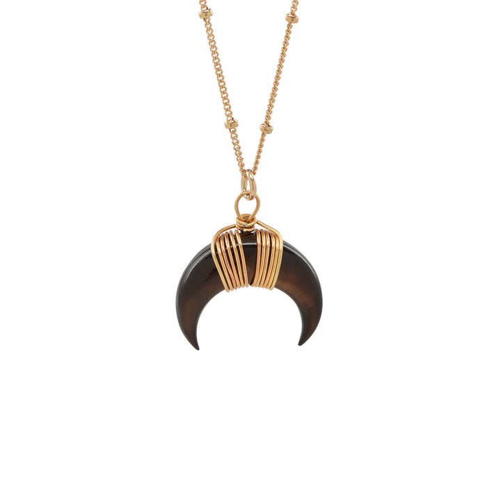 SALE - Horn Wirewrap Necklace - Necklaces - Brown - Brown - Azil Boutique
