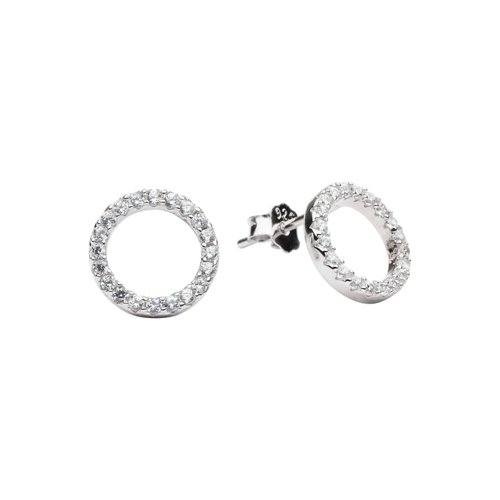 CZ Circle Cutout Studs - Earrings - Silver - Silver - Azil Boutique