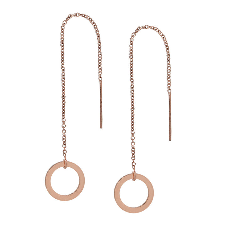 Geometric Ear Threaders (more shapes) - Earrings - Flat Circle - Flat Circle / Rose Gold - Azil Boutique