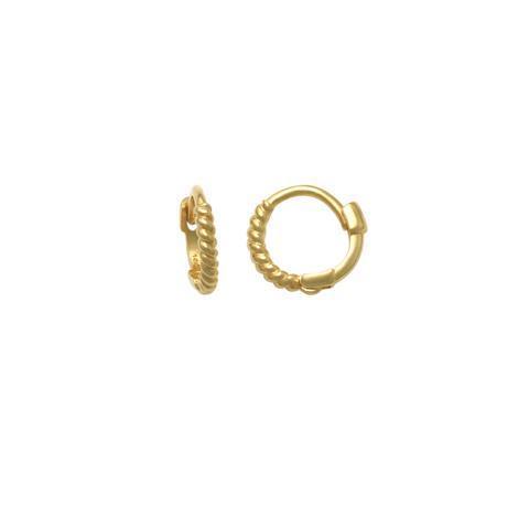 10k Solid Gold Twisted Huggie - Earrings - Yellow Gold - Yellow Gold / 5mm - Sold Individually - Azil Boutique