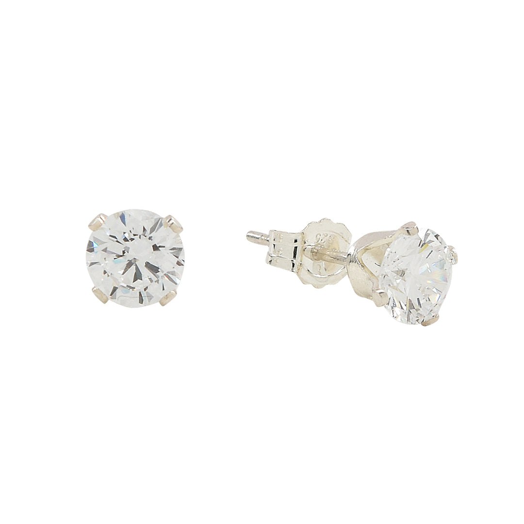 CZ Prong Studs - Earrings - 3mm - 3mm / Silver - Azil Boutique