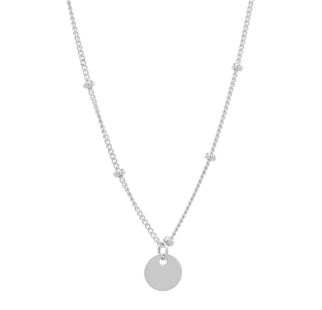 Solid Gold Tiny Disc Ball Chain Necklace - Necklaces - White Gold - White Gold - Azil Boutique