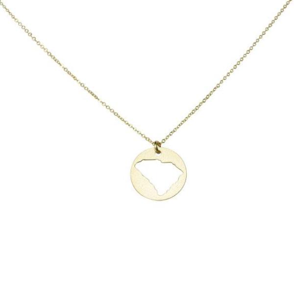 SALE - State Outline Necklace - Necklaces - Silver - Silver / SC - Azil Boutique