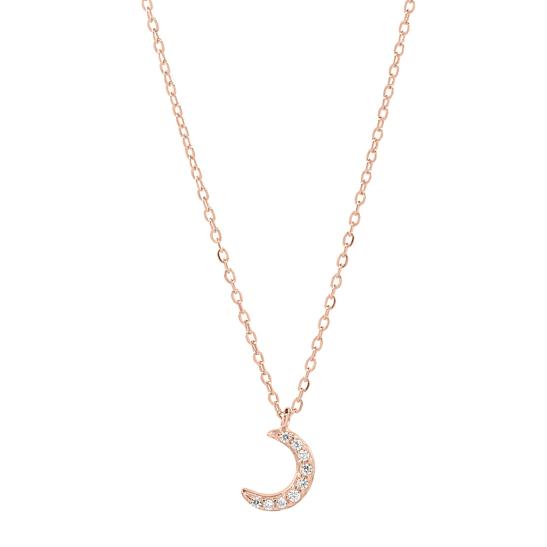 CZ Tiny Half Moon Necklace - Necklaces - Rosegold - Rosegold - Azil Boutique