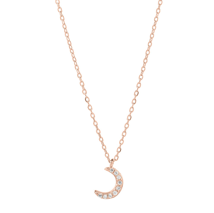 CZ Tiny Half Moon Necklace - Necklaces - Rosegold - Rosegold - Azil Boutique