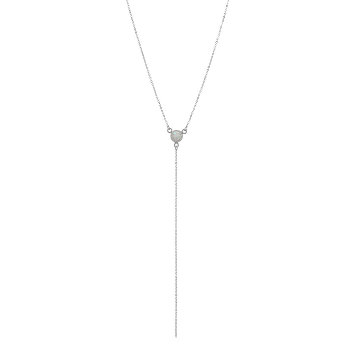 Opal Y-Drop Necklace - Necklaces - Silver - Silver - Azil Boutique