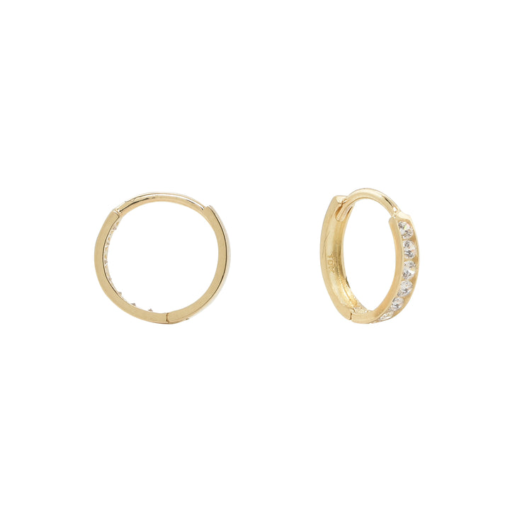 10k Solid Gold Channel CZ Huggie - Earrings - Large - Sold Individually - Large - Sold Individually / Yellow Gold - Azil Boutique