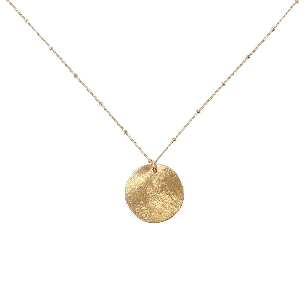 Brushed Disc on Ball Chain Necklace - Necklaces - Gold - Gold / Large Disc - Azil Boutique