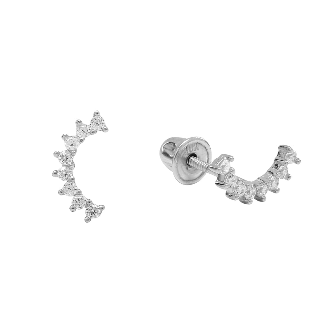 10k Solid Gold CZ Pear Crawler Studs - Earrings - White Gold - White Gold - Azil Boutique