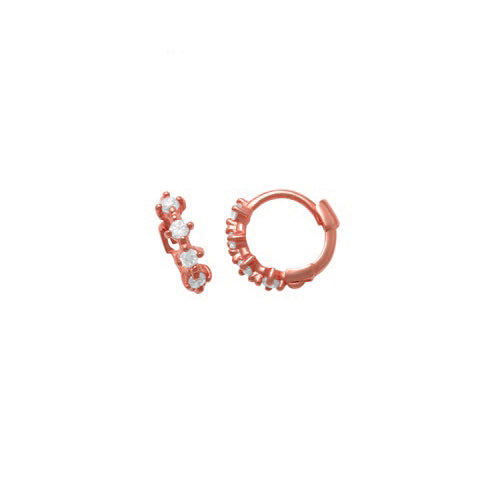 10k Solid Gold Prong CZ Huggie - Earrings - Rose Gold - Rose Gold / 7mm - Sold Individually - Azil Boutique