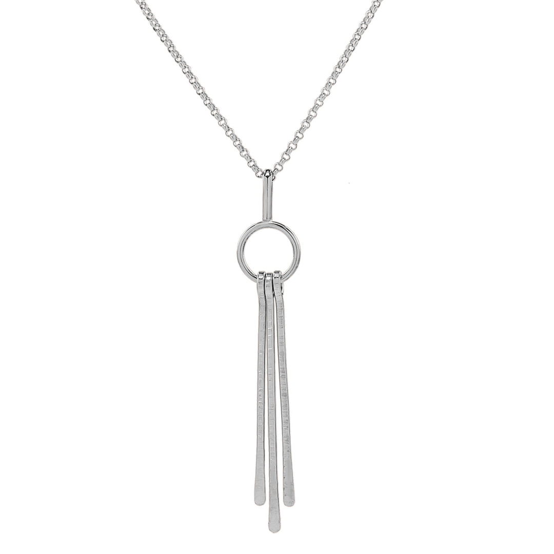 Triple Fringe Long Necklace - Necklaces - Silver - Silver - Azil Boutique