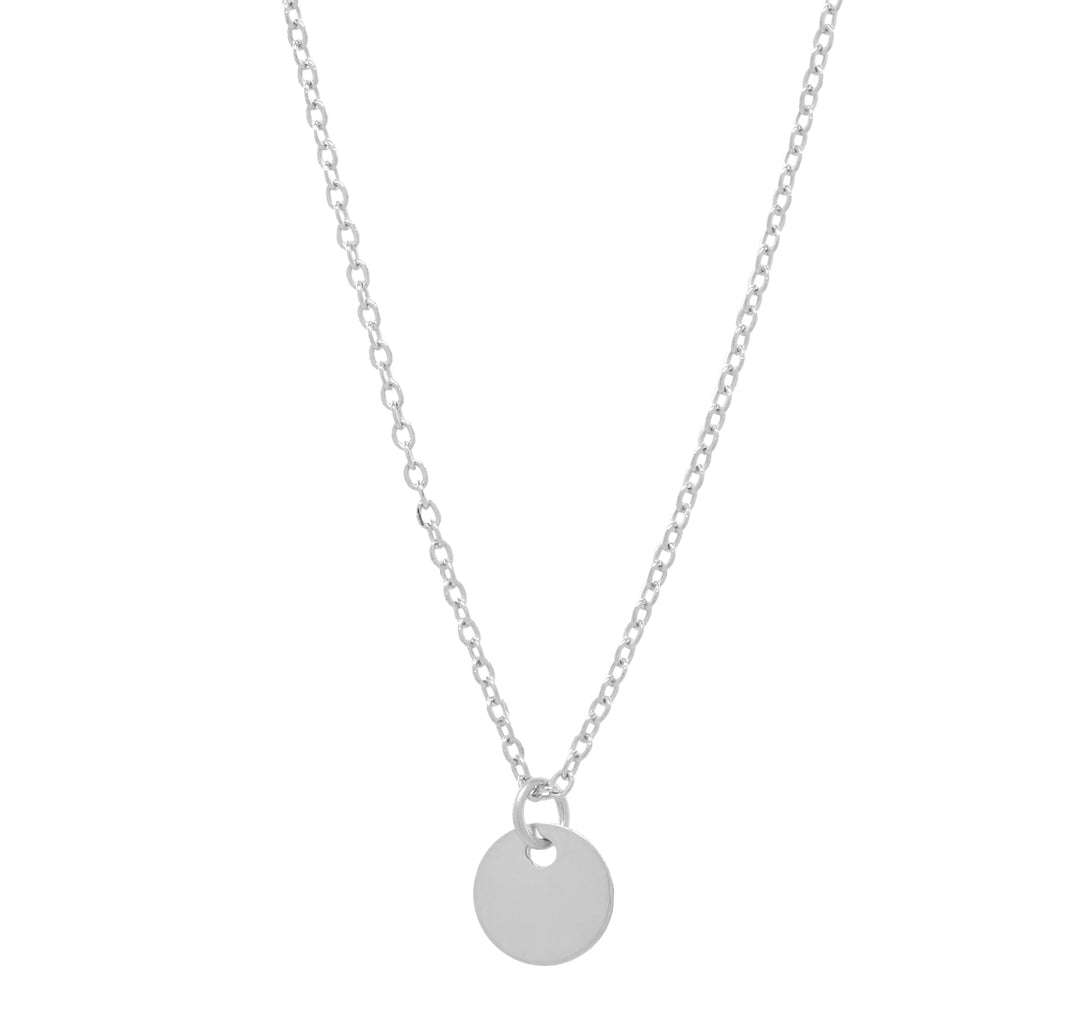 Solid Gold Tiny Disc on Thin Chain Necklace - Necklaces - White Gold - White Gold - Azil Boutique