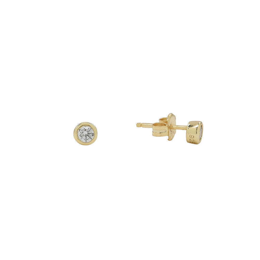 Single CZ Studs - Earrings - Gold - Gold - Azil Boutique