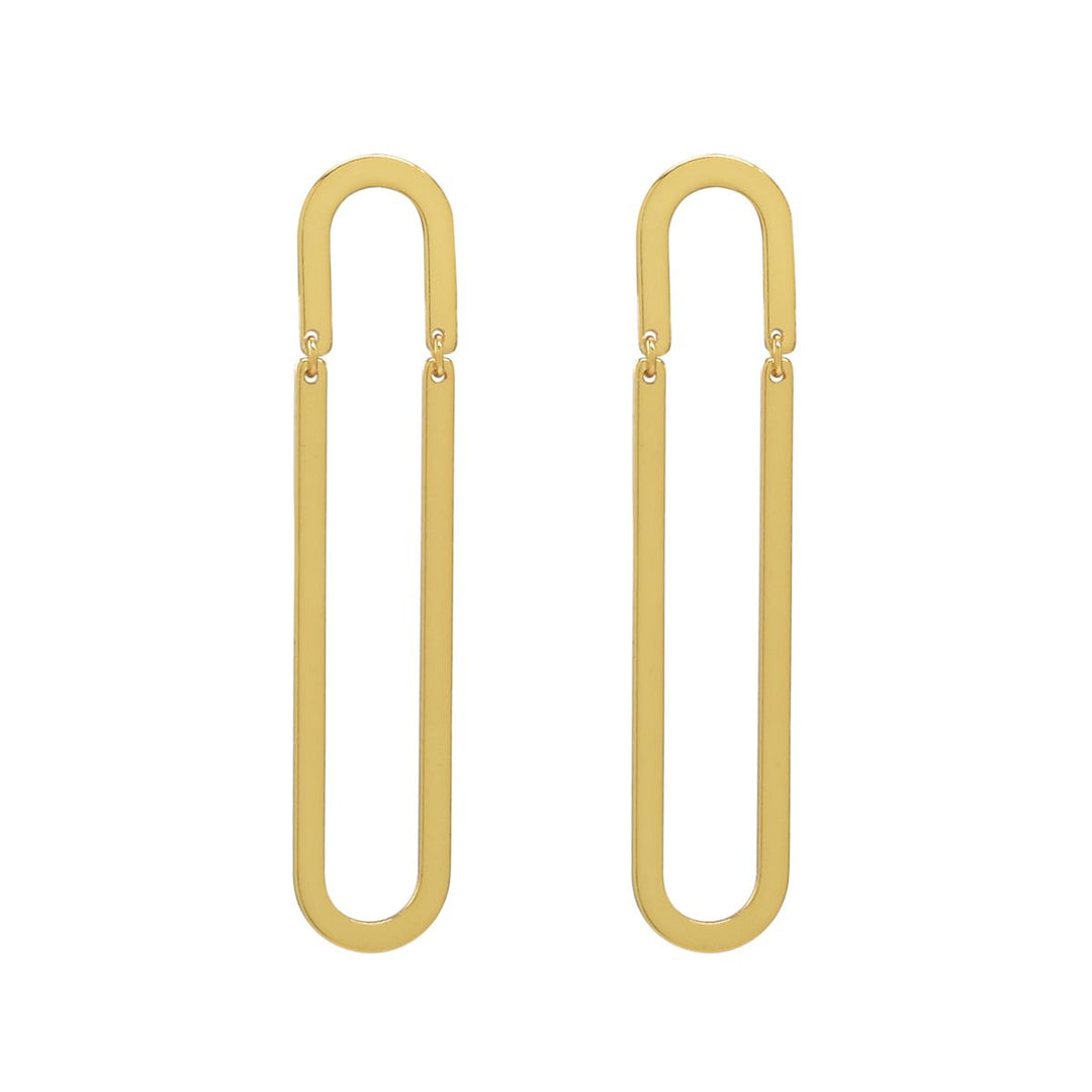 Elongated Oval Dangle Studs - Earrings - Gold - Gold - Azil Boutique