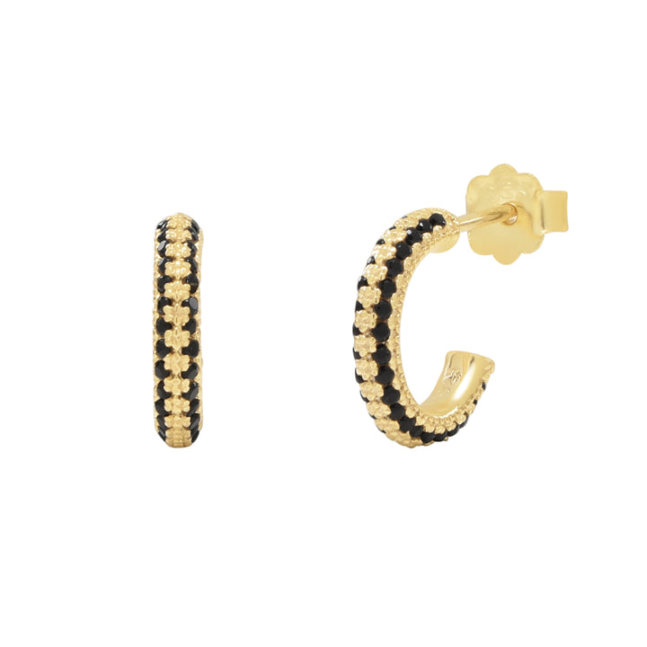 Black CZ Huggie Studs - Earrings - Gold - Gold - Azil Boutique