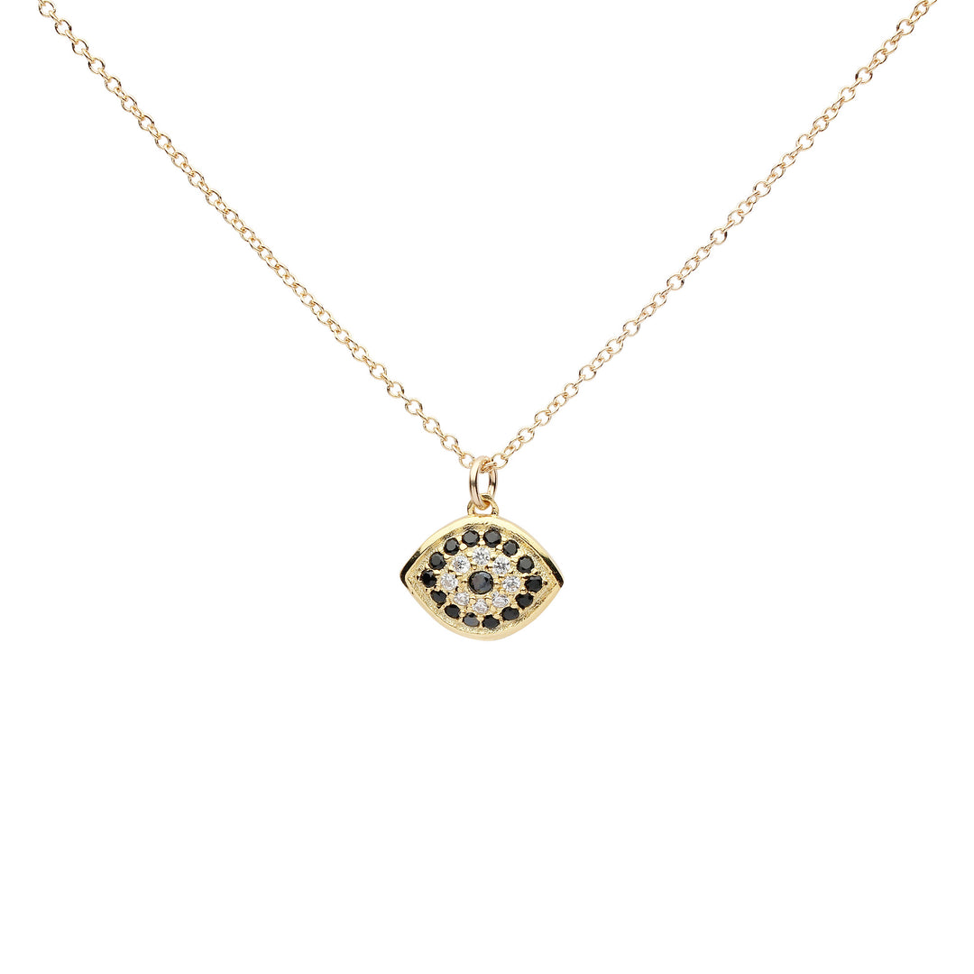 CZ Black Evil Eye Necklace - Necklaces - Gold - Gold - Azil Boutique