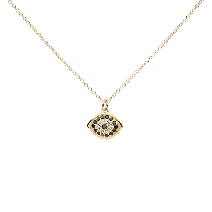 CZ Black Evil Eye Necklace - Necklaces - Gold - Gold - Azil Boutique