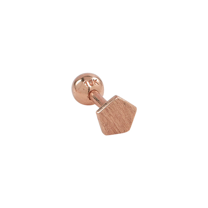 Solid Gold Brushed Pentagon Tragus Earring - Earrings - Rose Gold - Rose Gold - Azil Boutique