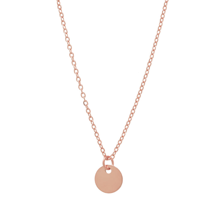 Solid Gold Tiny Disc on Thin Chain Necklace - Necklaces - Rose Gold - Rose Gold - Azil Boutique