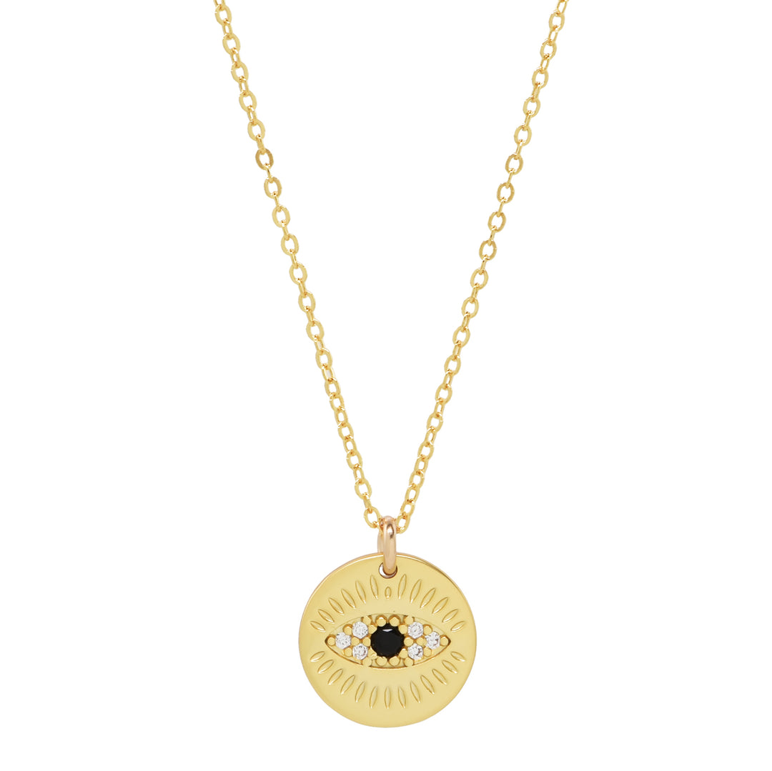Black CZ Coin Lash Necklace - Necklaces - Gold - Gold - Azil Boutique