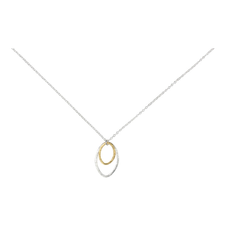 Double Brushed Marquise Necklace - Necklaces - Gold Pendant l Silver Chain - Gold Pendant l Silver Chain - Azil Boutique
