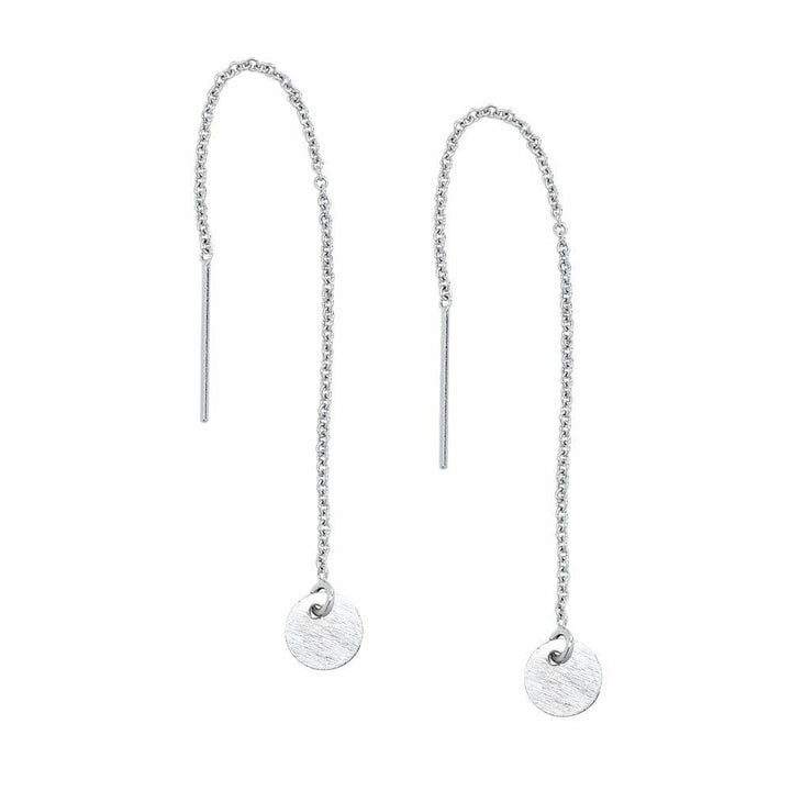 Geometric Ear Threaders (more shapes) - Earrings - Brushed Disc - Brushed Disc / Silver - Azil Boutique