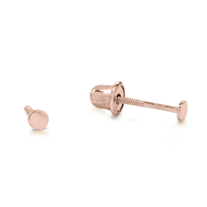 10k Solid Gold Tiny Circle Studs - Earrings - 2mm - 2mm / Rose Gold - Azil Boutique