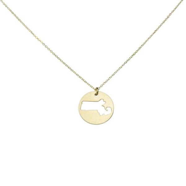 SALE - State Outline Necklace - Necklaces - Gold - Gold / MA - Azil Boutique