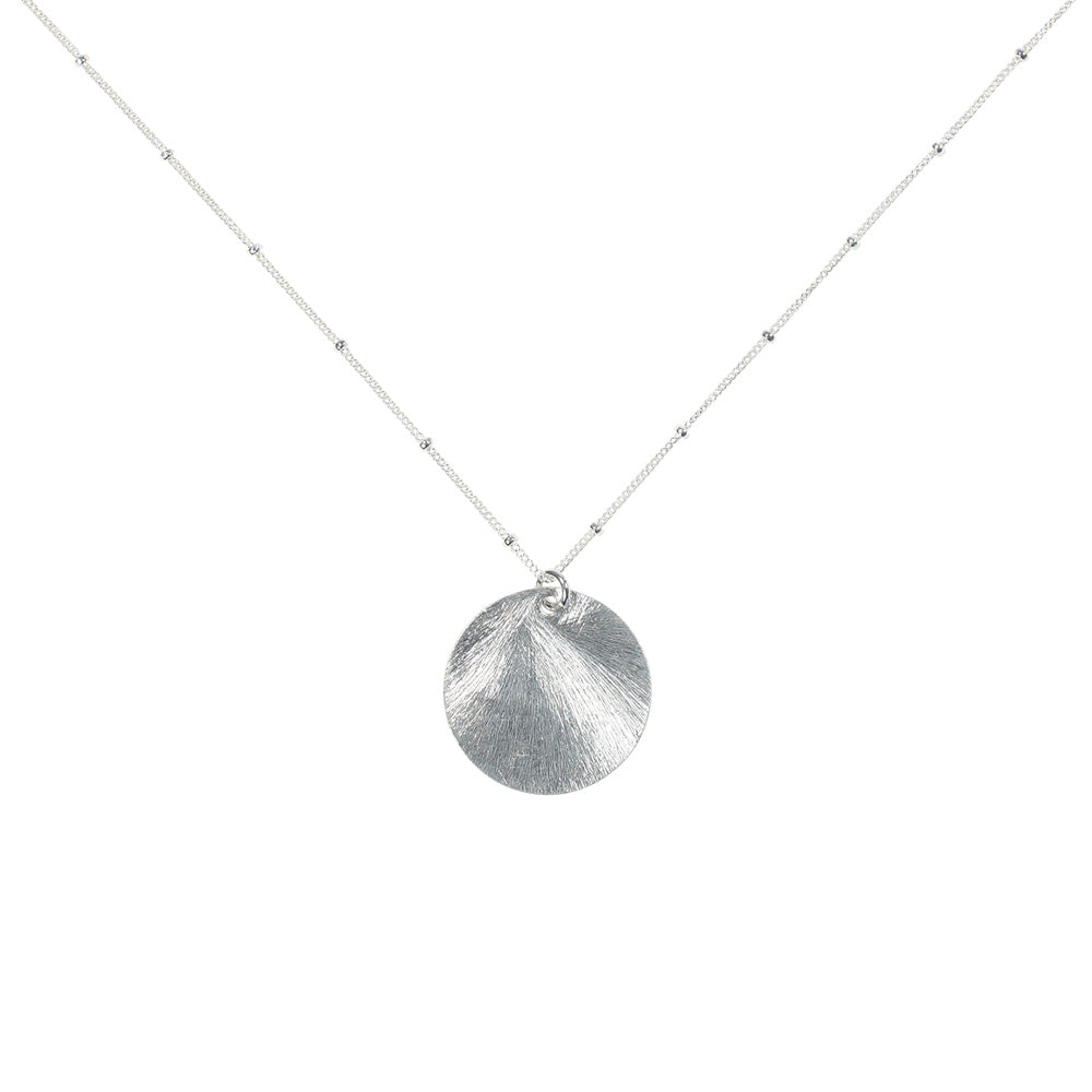 SALE - Brushed Disc Long Necklace - Necklaces - Silver - Silver / 24" - Azil Boutique