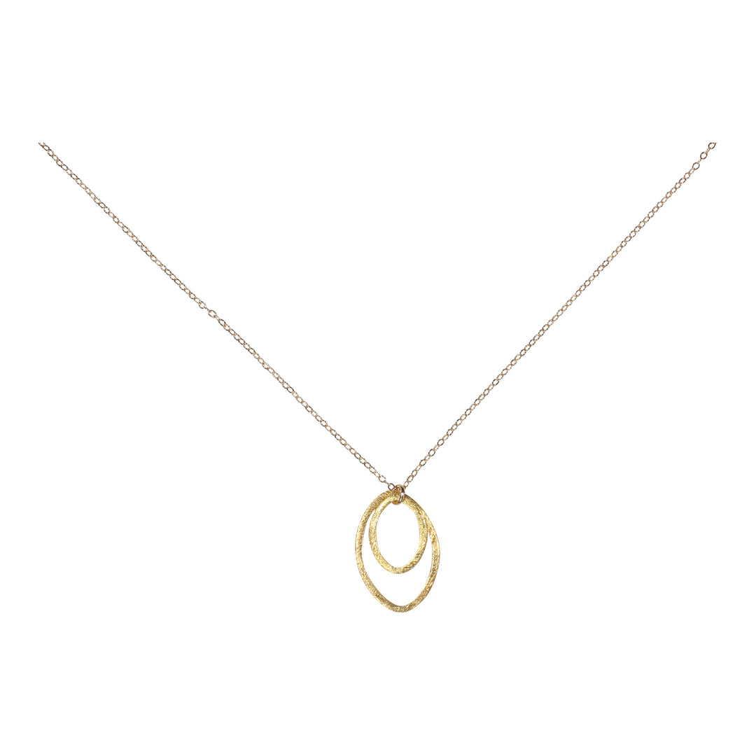 Double Brushed Marquise Necklace - Necklaces - Gold - Gold - Azil Boutique