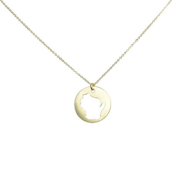 SALE - State Outline Necklace - Necklaces - Gold - Gold / WI - Azil Boutique