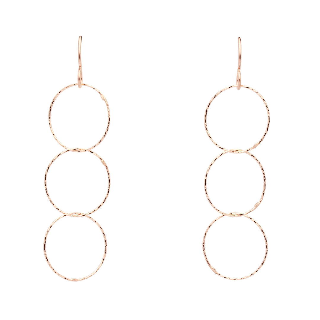 Triple Diamond Cut Drop Earrings - Earrings - Rose Gold - Rose Gold - Azil Boutique