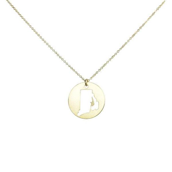 SALE - State Outline Necklace - Necklaces - Silver - Silver / RI - Azil Boutique