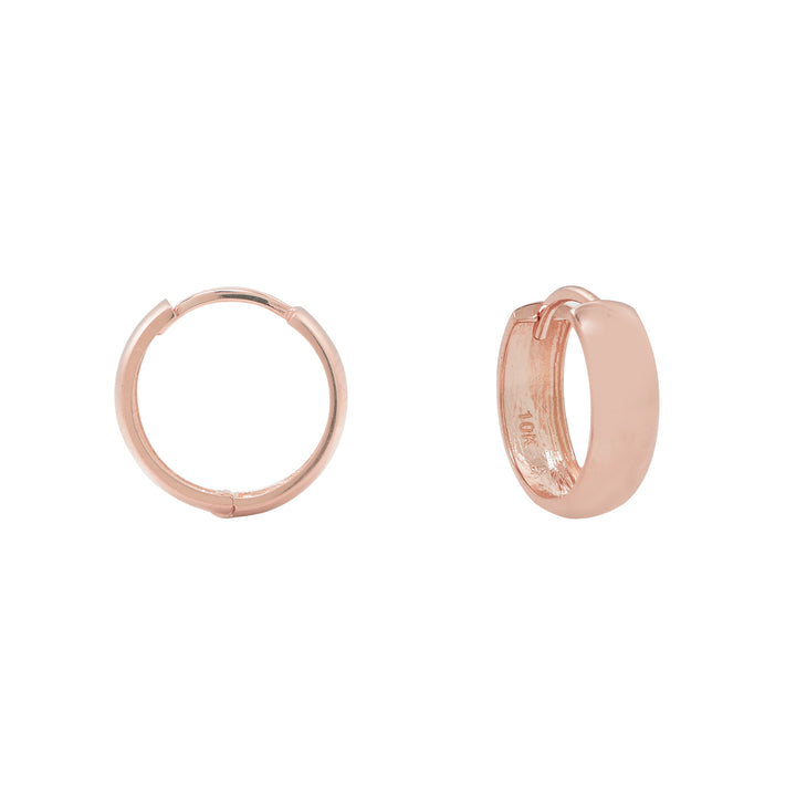 10k Solid Gold Thick Huggies - Earrings - Rose Gold - Rose Gold / Small - Azil Boutique