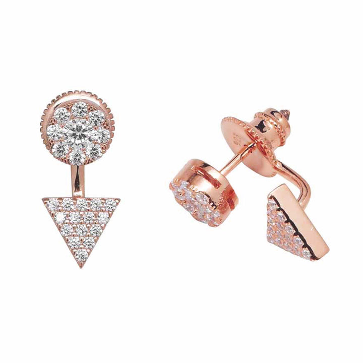 Circle and Triangle CZ Ear Jacket - Earrings - Rose Gold - Rose Gold - Azil Boutique